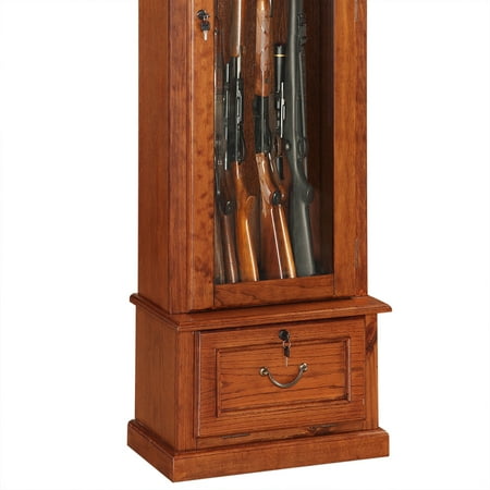 American Furniture Classics 8 Gun Key Locking Wood Cabinet, Brown