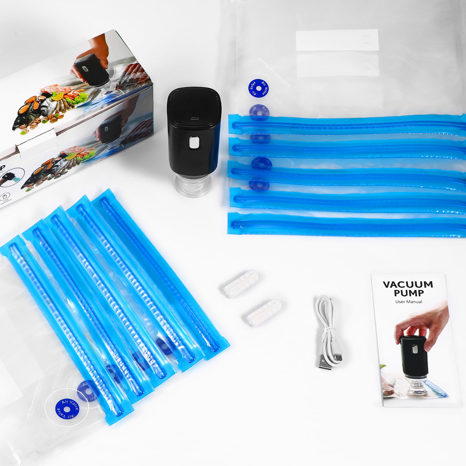 SousBear Sous Vide Bags, Electric Vacuum Sealer Food Pump & Reusable Vacuum Food Storage Bags Kit