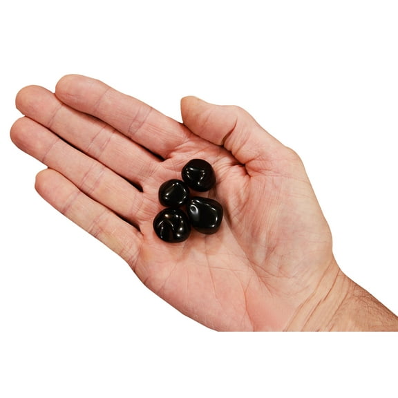 Kidz Rocks Obsidian Tear 3/4" Set Of 4 Tumbled Healing Stone Black Rock Mineral Crystal