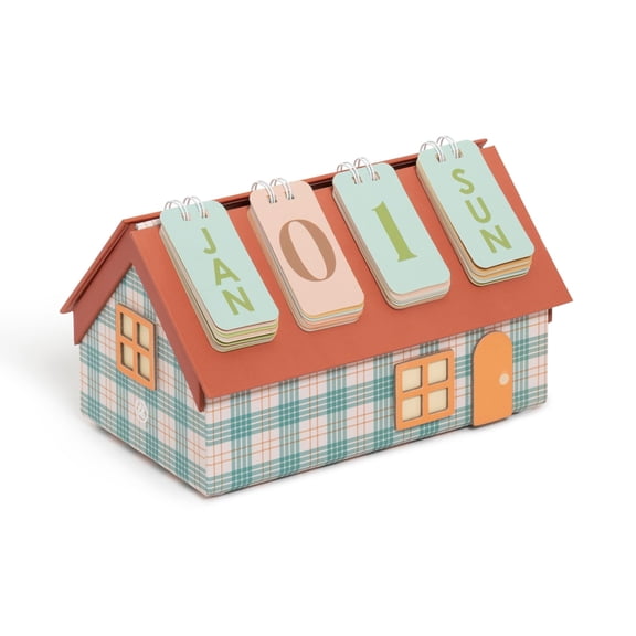 U Brands Plaid House Calendar Desk Organizer