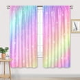 thumbnail image 2 of Rainbow Curtains 42Wx63H Inch Rod Pocket Kids Pastel Cute Colorful Cartoon Sky Shiny Stars Art Printed Girls Princess Women Living Room Bedroom Window Drapes Treatment Fabric 2 Panels, 2 of 4