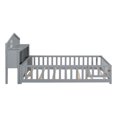 thumbnail image 4 of Bellemave Full Size Montessori Bed with Bookcase,Wooden Floor Bed with Fence Rails and Door, Full Playhouse Beds with Storage Headboards, No Box Spring Needed (Gray), 4 of 8