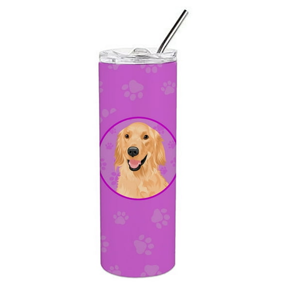 Carolines Treasures WDK1331TBL20 Golden Retriever Gold Design1 Stainless Steel 20 oz Skinny Tumbler Pink 20 oz