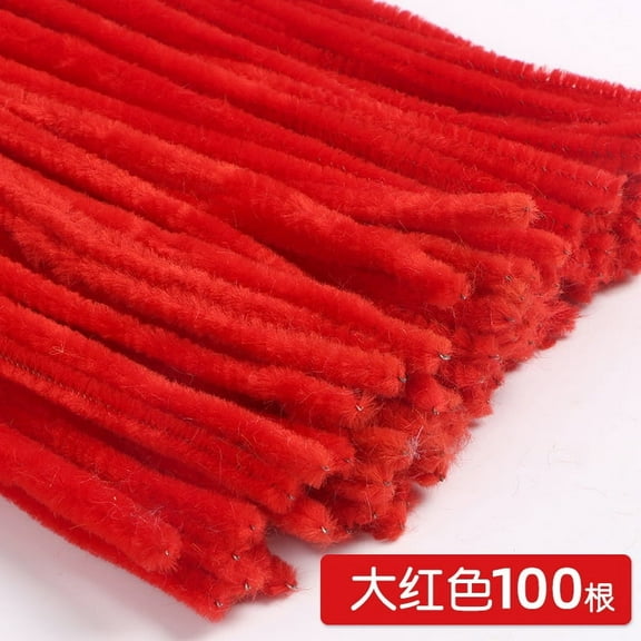 Oculoon 100pcs Red Chenille Pipe Cleaners - 1 Pack (100 Pieces Total) for DIY Art, Creative Crafts & Decorations