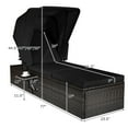 thumbnail image 2 of Gymax Chaise Longue de Patio en Rotin avec Auvent Réglable Coussin Noir, 2 of 10