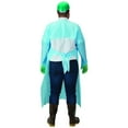 thumbnail image 2 of 100-Pack Disposable Poly Gowns with Thumb Loop, Medium/Standard, Blue, 2 of 3