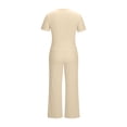 thumbnail image 7 of Riecok Womens 2 Piece Sets Tracksuits V Neck Short Sleeve Tops and Pant with Pockets Going out Outfits Khaki XL, 7 of 7