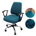 thumbnail image 1 of Fundas de asiento para silla de escritorio de oficina, fundas elásticas para cojín de asiento de silla de ordenador de Jacquard(Azul piedra azul)(1 pieza), 1 of 5