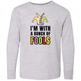 thumbnail image 3 of Inktastic Im with a Bunch of Fools with Jester Hat April Fools Day Long Sleeve Youth T-Shirt, 3 of 5