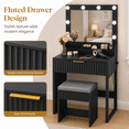 thumbnail image 6 of Zimtown Vanity Desk Set with Mirror, Makeup Vanity Table with 8 LED Lights and Charging Station, Dressing Desk for Bedroom, Black, 6 of 12