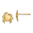 thumbnail image 1 of 14k Yellow Gold Crab Stud Earrings Animal Sea Life, 1 of 7