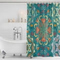 thumbnail image 3 of Green Boho Shower Curtain, Waterproof Shower Curtains for Bathroom, Shabby Vintage Ethnic Abstract Floral Art Washable Fabric Bathtub Curtain Set Bath Decor with 12 Hooks Long 72"x84", 3 of 8
