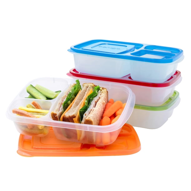 Bentgo Easyboxes - Fiambreras apilables originales - Contenedores de alimentos reutilizables de 3 compartimentos para niños y adultos - Fiambrera Bento para preparación de comidas, escuela y trabajo -