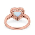 thumbnail image 3 of Halo Heart Promise Ring Rose Tone Lab Created White Opal 925 Sterling Silver Size 6, 3 of 6