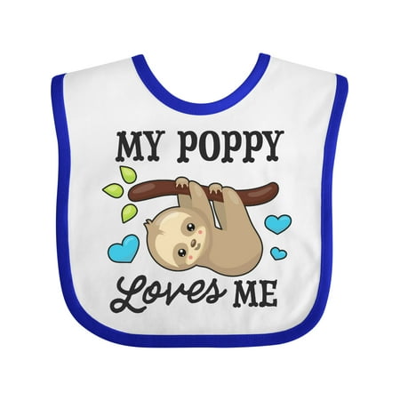 

Inktastic My Poppy Loves Me with Sloth and Hearts Gift Baby Boy or Baby Girl Bib