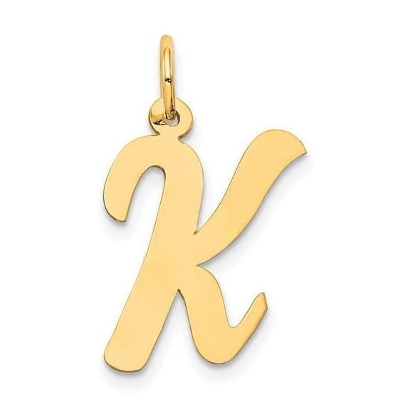 Finest Gold 14K Yellow Gold Large Script Letter K Initial Charm