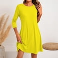 thumbnail image 6 of LISTHA Women's 3/4 Sleeve A-line and Flare Midi Long Dress Yellow 2XL, 6 of 6