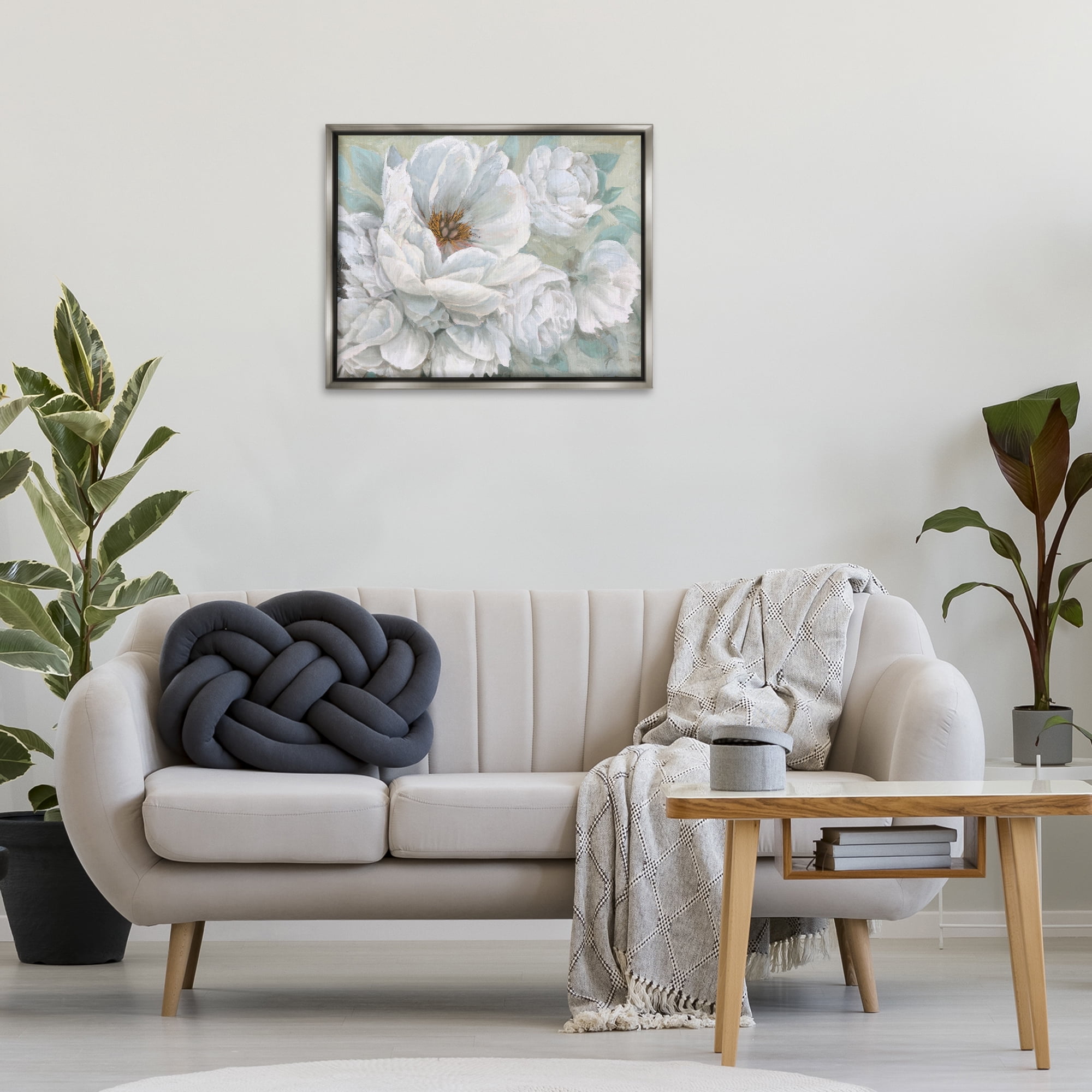 Stupell Industries White Beauty Bouquet Botanical & Floral Painting Gray Floater Framed Art Print Wall Art, 31 x 25