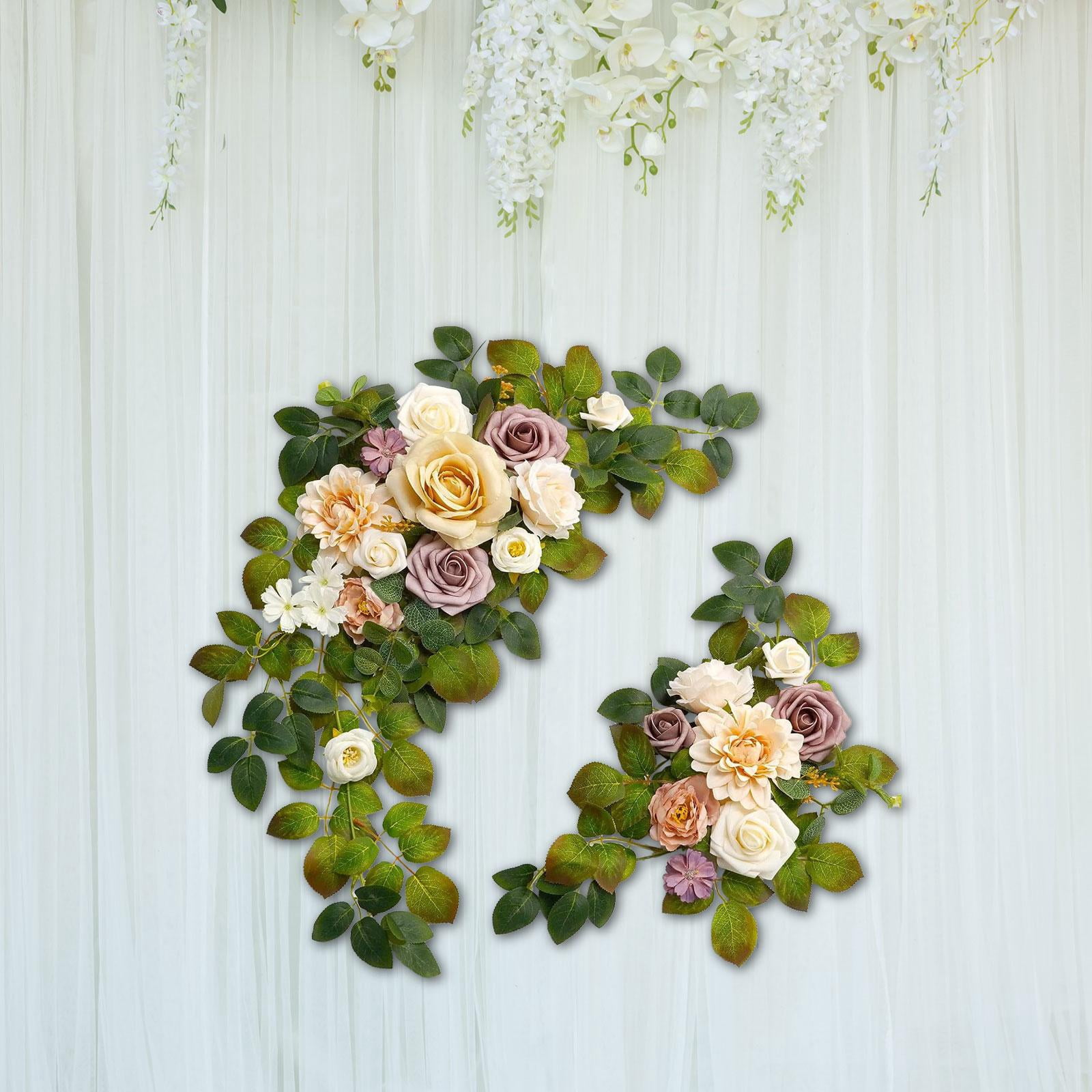 perfeclan 2Pcs Wedding Arch Flowers Artificial Flower Rustic Centerpiece Wedding Decor Flower Arrangement for Wedding Ceremony Backdrop Champagne