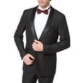 thumbnail image 3 of Adam Baker Men's 9-3401 Slim Fit One Button Satin Shawl Collar Tuxedo Suit - Black - 36 Short, 3 of 7