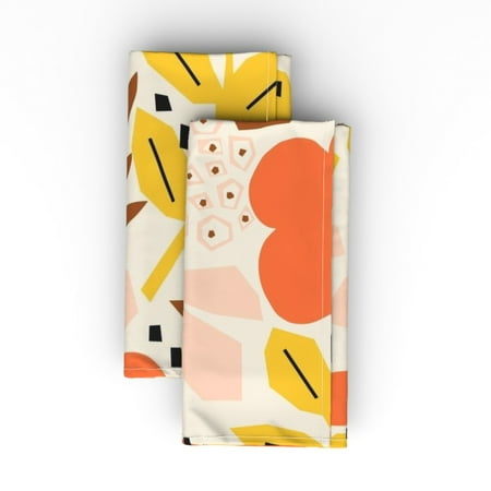 

Cotton Sateen Dinner Napkins (Set of 2) - Boho Summer Floral Flowers Brown Orange Bold Large Bright Print Cloth Dinner Napkins by Spoonflower