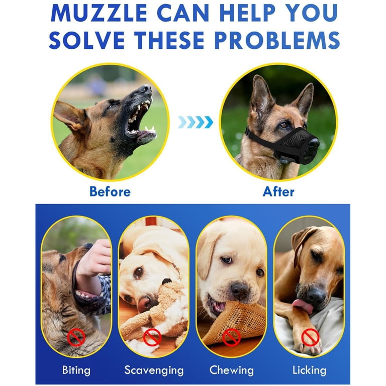 Oiur Dog Muzzle Adjustable Mesh Dog Mouth Guard to Prevent Biting