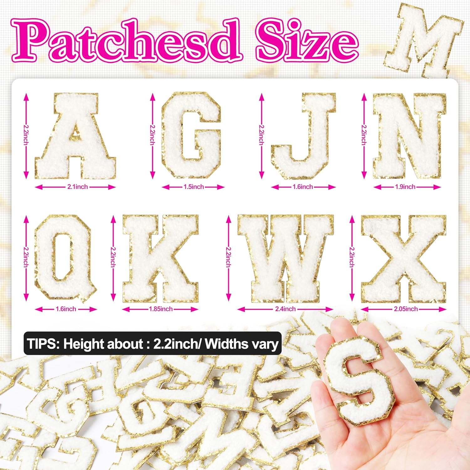 ABCISI Self-Adhesive Chenille Letters Patches: 104PCS Mixed Color Preppy Letter Patches Stickers for Clothing Backpacks - Embroidered Cheille Initial Patch for DIY Decor