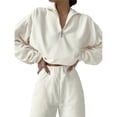 thumbnail image 2 of Conjunto de Dos Piezas para Mujer: Sudadera de Forro con Media Cremallera y Pantalón Deportivo Holgado con Bolsillos L, 2 of 7