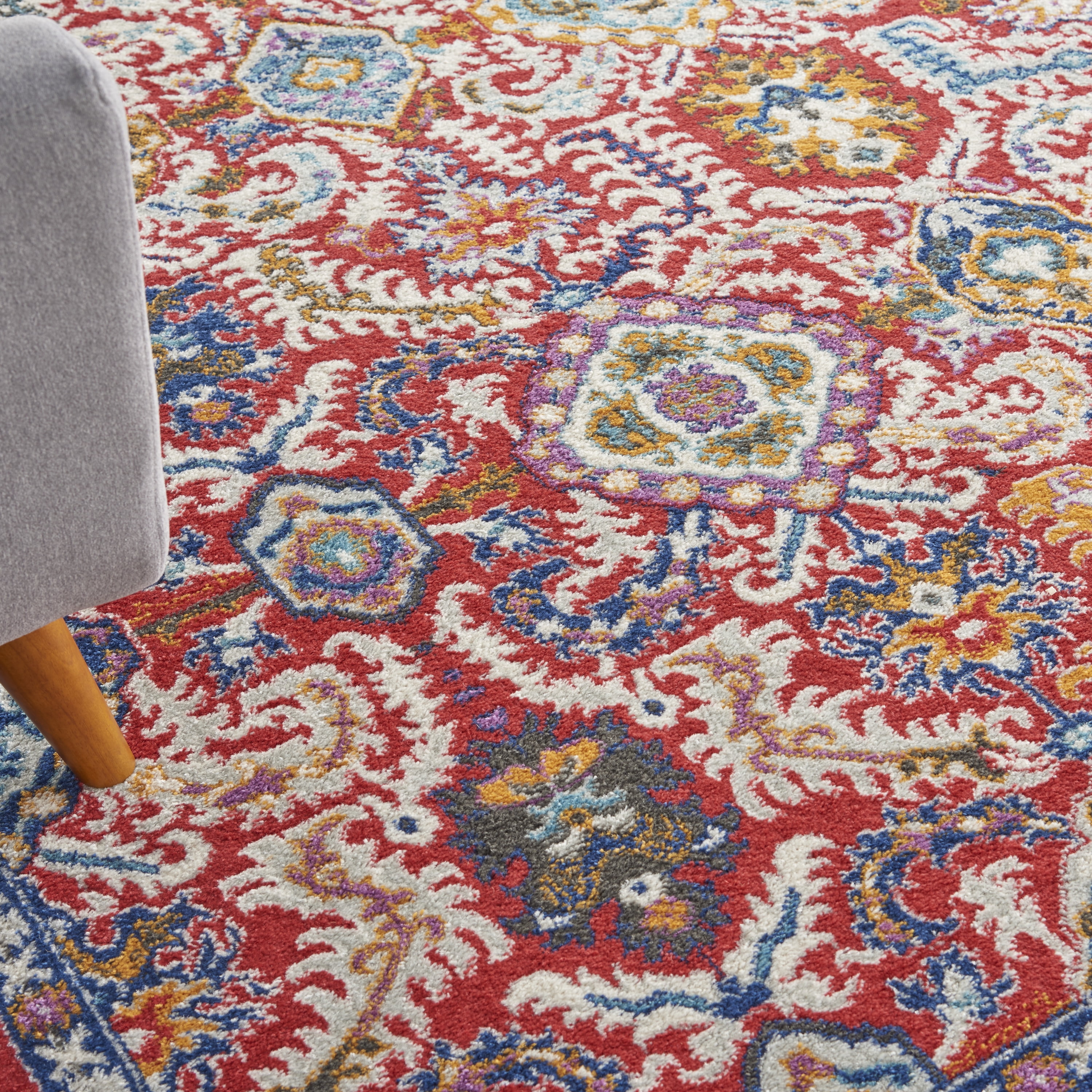 Nourison Passion Bohemian Red Multi Colored 8' x 10' Area Rug, (8x10)