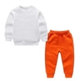 thumbnail image 4 of Vetsdori 2 Pieces Outfits Sets for Boys Pockets Solid Color Crew Neck Athletic, Long Sleeve Tops and Joggers Winter Elastic Waist Cotton Kids Clothing Casual, Orange, Size: 1-2 Years, 4 of 9