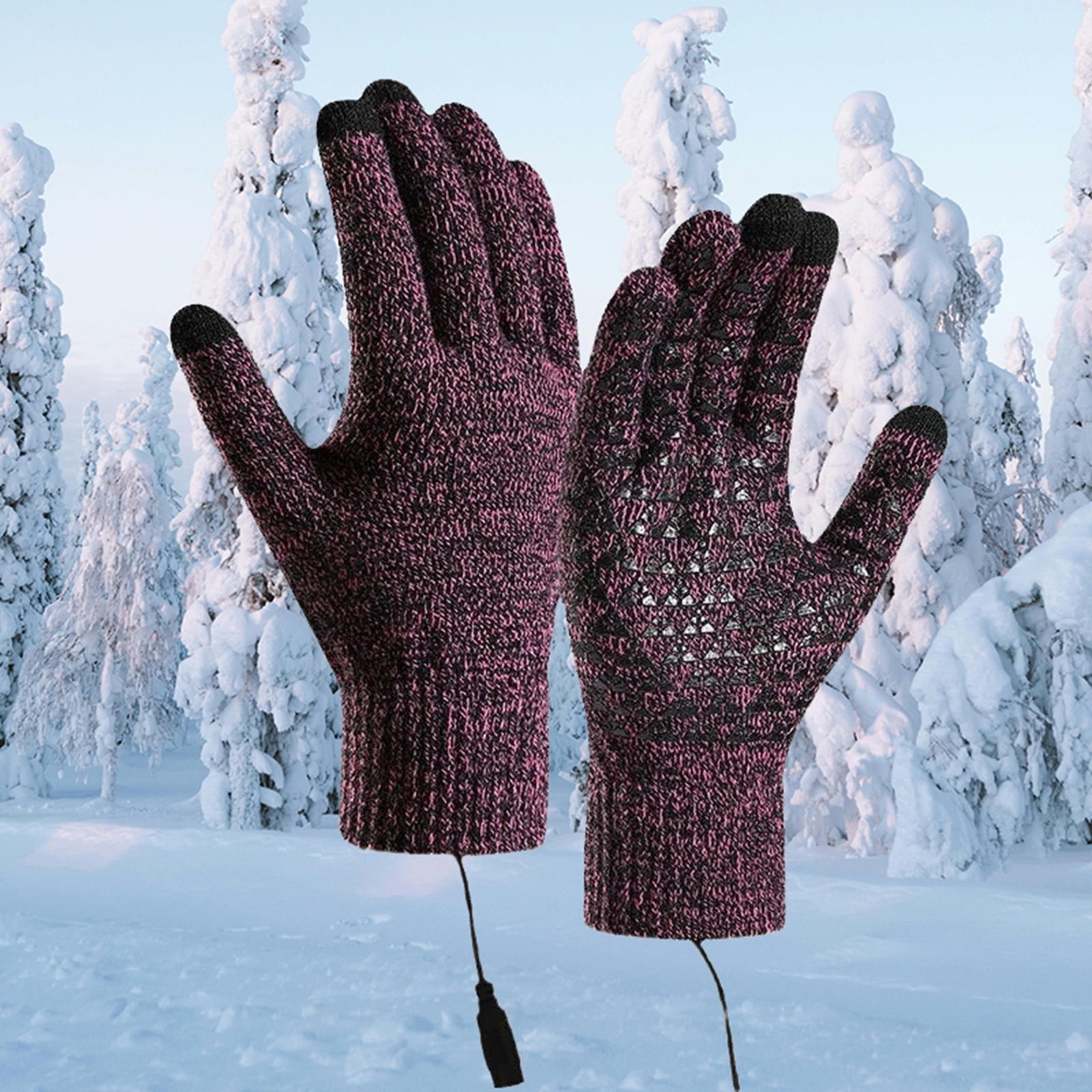 Heated Touchscreen Winter Gloves USB Rechargeable for Cold Weather,Thermal Warm Gloves for Men Women with Upgraded Heating,for Outdoor Skiing&Winter Activities,Soft Knit Lining Gloves