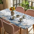 thumbnail image 3 of Blue Coastal Starfish Table Cloths for 5 Foot Rectangle Tables, Beach Nautical Shell Eucalyptus Summer Patio Waterproof Elastic Fitted Tablecloths, Washable Rectangular Table Cover for Camping, 3 of 8