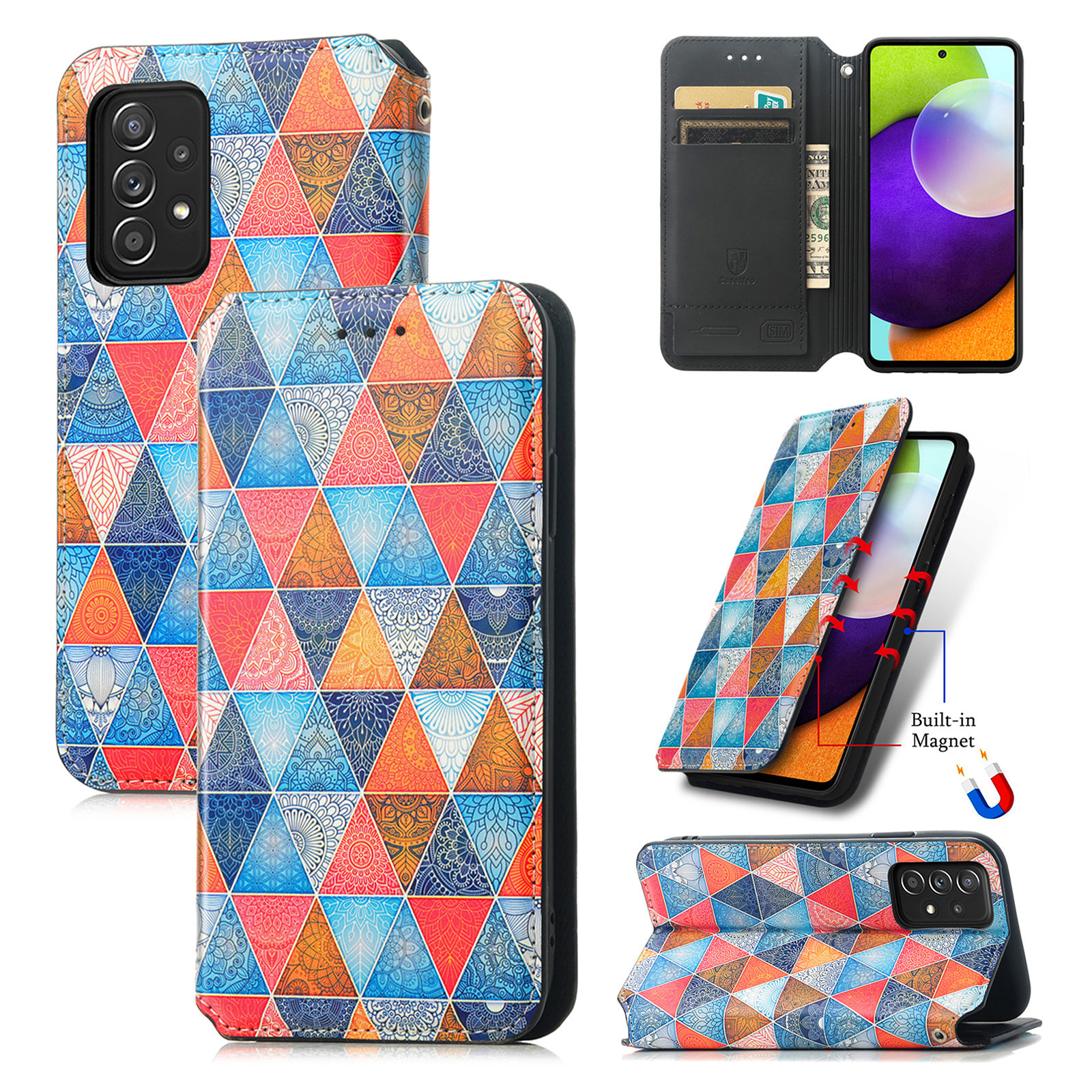 Case for Samsung Galaxy S21 Plus Case, Galaxy S21 Plus Case Wallet Case PU Leather and Hard PC RFID Blocking Slim Durable Protective Phone Case Cover For Samsung Galaxy S21+,Mandala - image 1 of 9