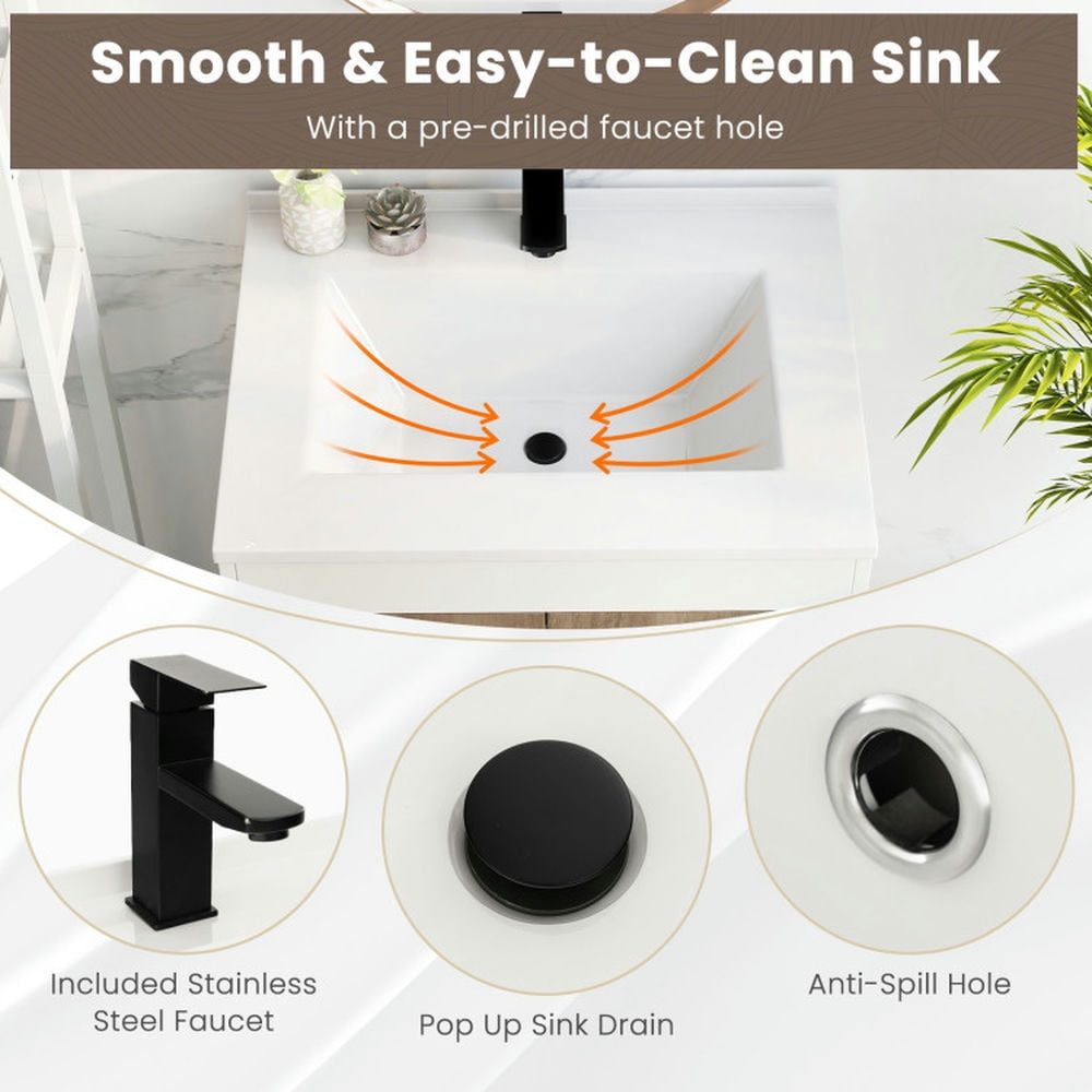 Finihen Bathroom Storage Cabinet, Bathroom Floor Cabinet, 25 Inch Bathroom Vanity Sink Combo Cabinet with Doors and Open Shelf, for Bathroom, Living Room, Bedroom, Kitchen, Gray Finihen Bathroom Storage Cabinet, Bathroom Floor Cabinet, 25 Inch Bathroom Vanity Sink Combo Cabinet with Doors and Open Shelf, for Bathroom, Living Room, Bedroom, Kitchen, Gray