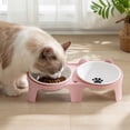 thumbnail image 6 of Ceramic Tilted Double Bowl Set Cat Food Water Bowl Raised Neck Support Removable for Cats Flat Faced Dogs Indoor Feeding Dish Pet, 6 of 7