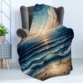 thumbnail image 3 of Ambesonne Seascape Fleece Throw Blanket Fish Eye Effect Oceanic 60"x80" Blue Pale Brown, 3 of 5
