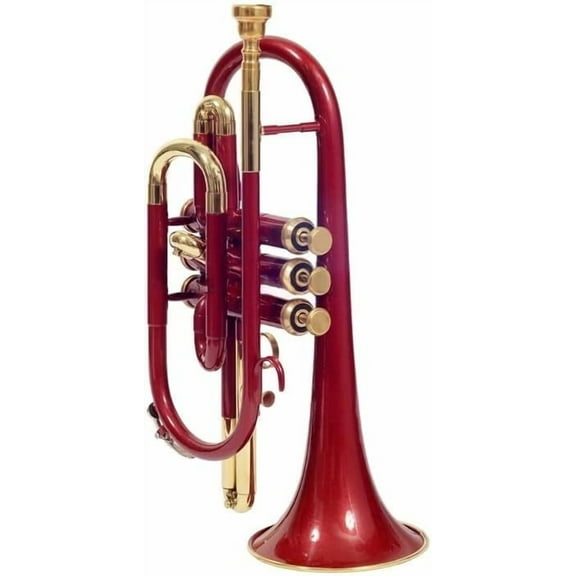 Musical Cornet Trumpet Bb Flat Professional Long Bell Cornet Mouthpiece Instrument For Beginner Student (Red Brass)