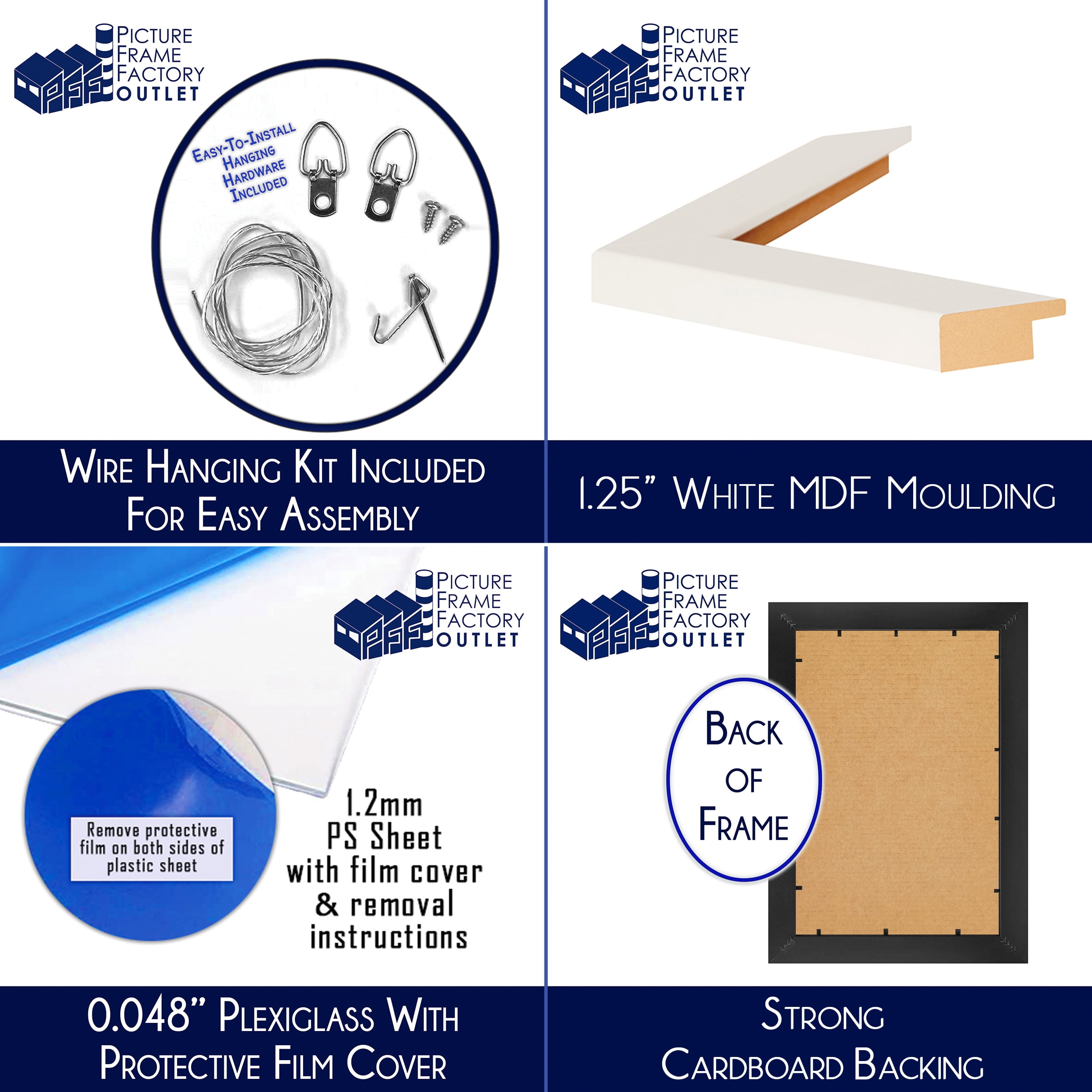 PFF PictureFrameFactoryOutlet - 14x19 Inch - Premium 1.25" White Profile - Picture Frame for Artwork, Puzzles, Photos, Certificates