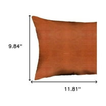 Set Of Two 12" X 20" Brown Solid Color Handmade Faux Leather Lumbar Pillow Cover