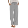 thumbnail image 3 of CAIXIA Wide Leg Pants for Women Flowy Palazzo Drawstring Elastic Waist Trousers with Pockets Summer Beach Vacation Clothes, 3 of 7