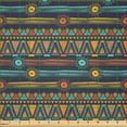thumbnail image 2 of Ambesonne African Print Fabric by the Yard Microfiber, Triangles and Sun, 1 Yard, Eggplant Pale Blue and Orange, 2 of 2