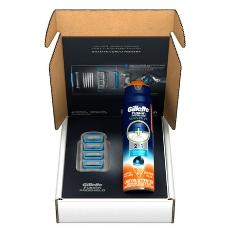 Gillette Fusion ProShield Chill Razor Blade Refills 4 Count + ProGlide Sensitive Shave Gel 6oz, 1 (Best Razor Of The Month Club)