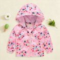 thumbnail image 2 of CAUYDY Toddler Baby Boys Girls Hooded Jacket Windbreaker Lightweight Dinosaur Print Coat Autumn Long Sleeve Windproof Outwear(L101-Watermelon Red,3-4 Y), 2 of 9