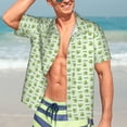 thumbnail image 7 of Sikiie Green Avocado Print Men's Hawaiian Shirt, Summer Beach Button Pocket Short Sleeve T-Shirt,3X-Large, 7 of 7