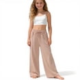 thumbnail image 2 of ZHOGXU Classic Solid Color Elastic Waist Drawstring Wide Leg Jogger Kids Girls Pants With Pocket Comfortable Everyday Wear, 2 of 4