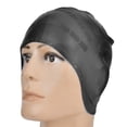 thumbnail image 3 of 1 gorro deportivo de silicona para natación, elástico, cómodo y con protección para las orejas para piscina, color negro., 3 of 9