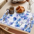 thumbnail image 3 of Blue Flowers Placemats Set of 6 Spring Botanical Blossom Florals Plants Place Mats Indoor Wipeable Table Mats Washable Cloth Dining Table Placemats for Kitchen Holiday Party Home Decor 13x19 Inch, 3 of 9
