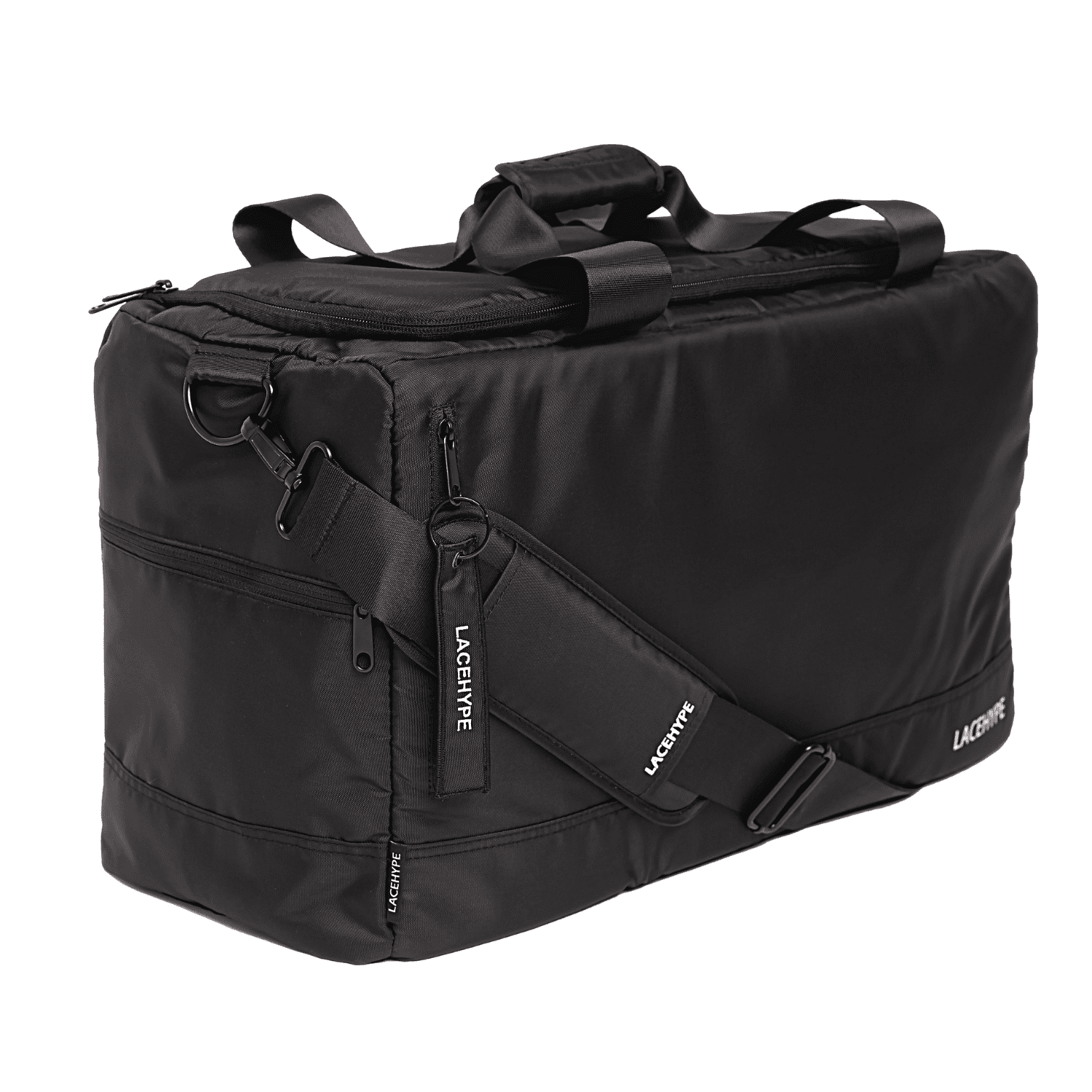 Lacehype Premium Sneaker Duffel Travel Gym Training Bag with 3 Dividers, Adult Unisex, Size: 22.25 x 15 x 4, Black