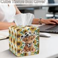thumbnail image 4 of FKELYI Highland Cow Sunflower Print PU Leather Tissue Box Cover Squared Tissue Holder Organizer with Button Modern Decoration for Home Bathroom Kitchen Office, 4 of 7