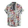 thumbnail image 4 of TIHLMK Mens Tshirts Men's Cardigan Short Sleeve Hawaiian Beach Flower Shirt Men's Turtleneck Shirt, 4 of 6